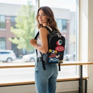 Von Dutch Multi-Flying Eye Graphic Backpack Size Small, NWT